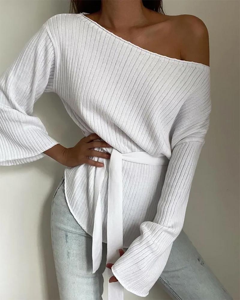 Bell Sleeve Tied Detail Knit Top
