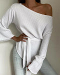 Bell Sleeve Tied Detail Knit Top