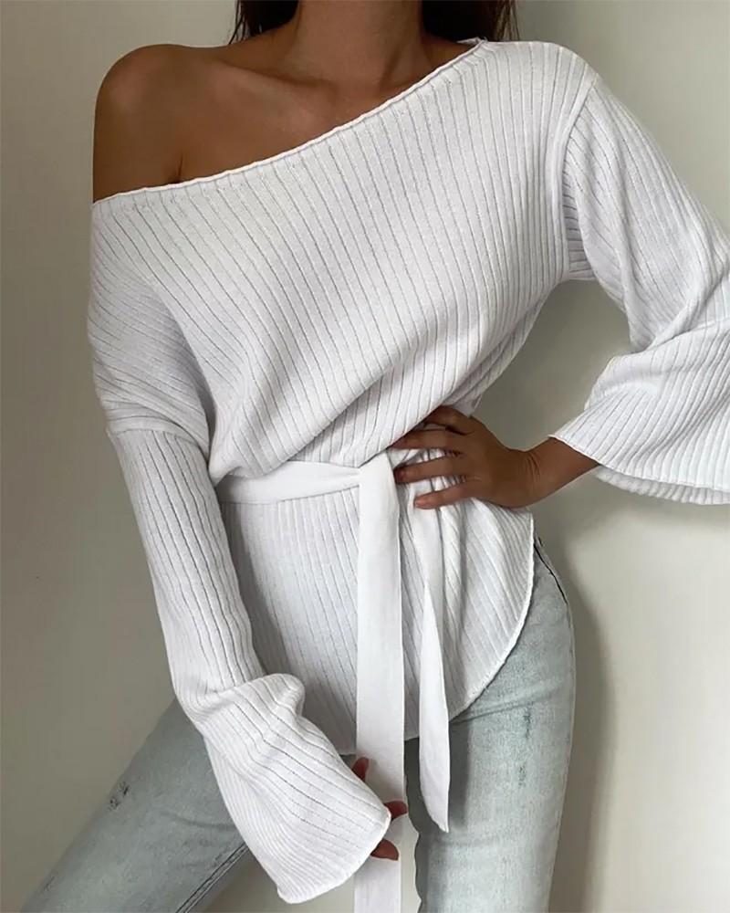 Bell Sleeve Tied Detail Knit Top