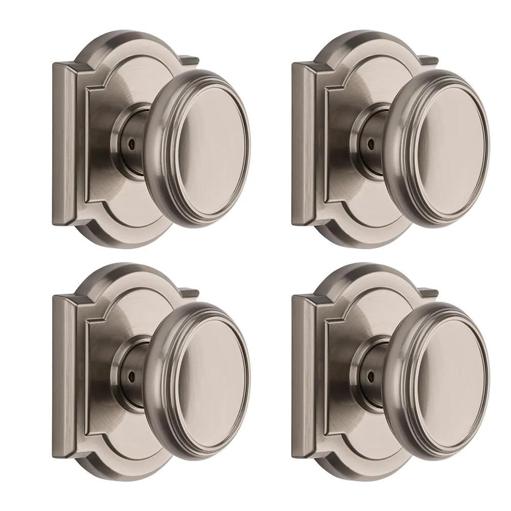 PrestiCarnaby Satin Nickel Hall/Closet Door Knob (4-Pack)