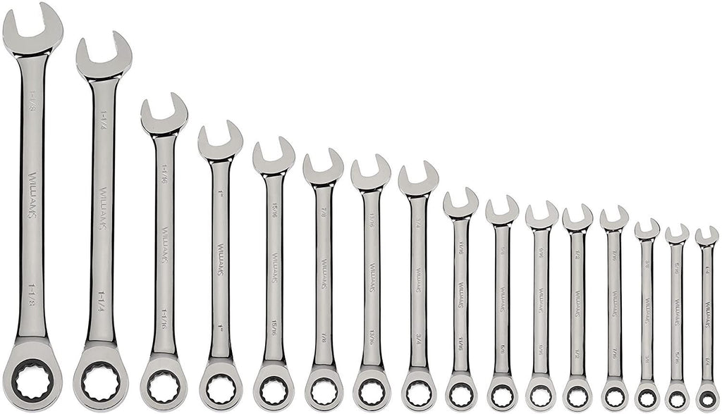Williams WS-1122NRC Combo Ratcheting Wrench Set, 1/4-Inch - 1-1/4-Inch, 16-Piece