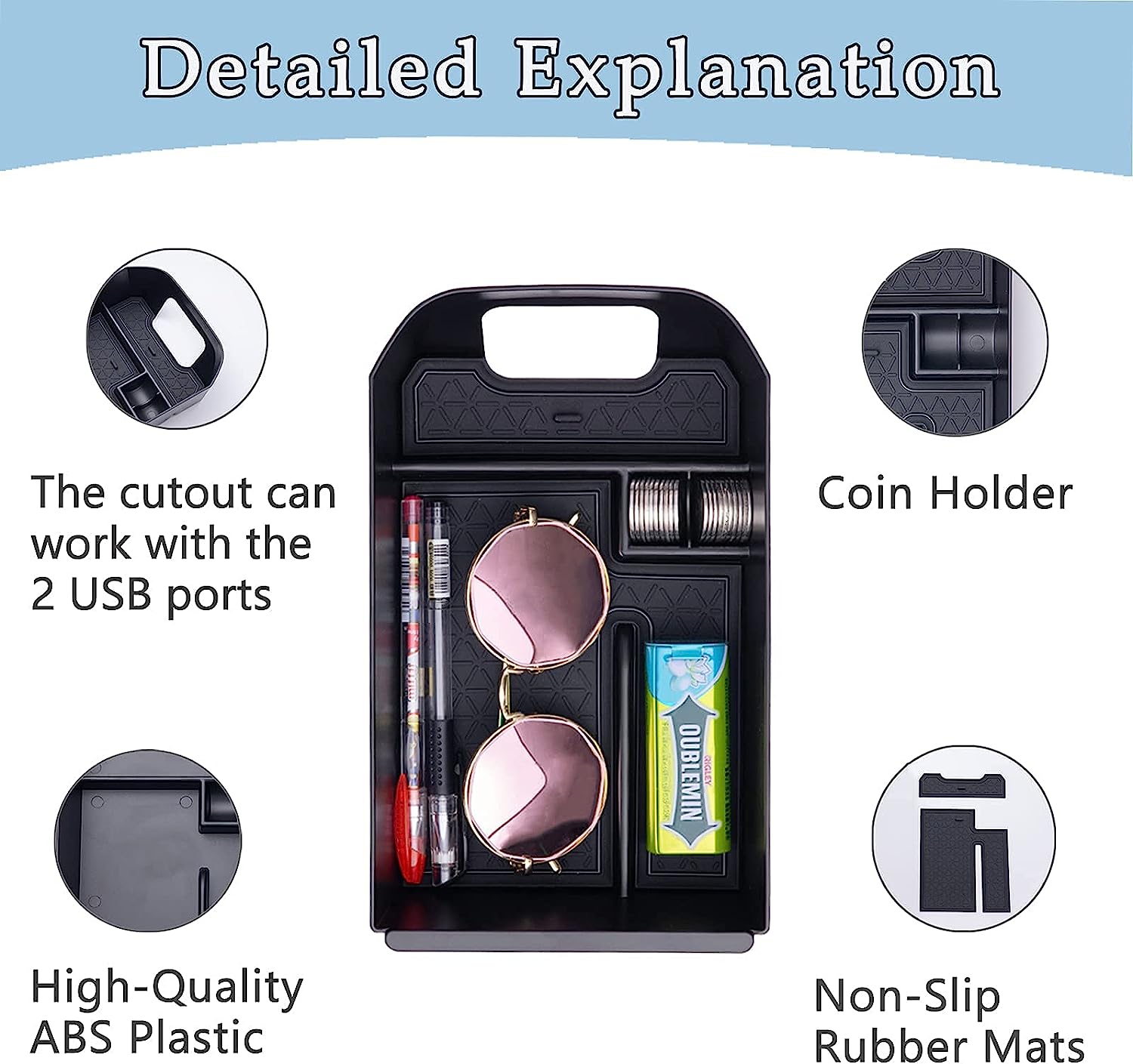 JDMCAR Center Console Tray Organizer Compatible with Toyota RAV4 Accessories 2023 2023 2023 2023 2023 and 2021-2023 RAV4 Prime, Armrest Insert Container ABS Material Secondary Storage Box