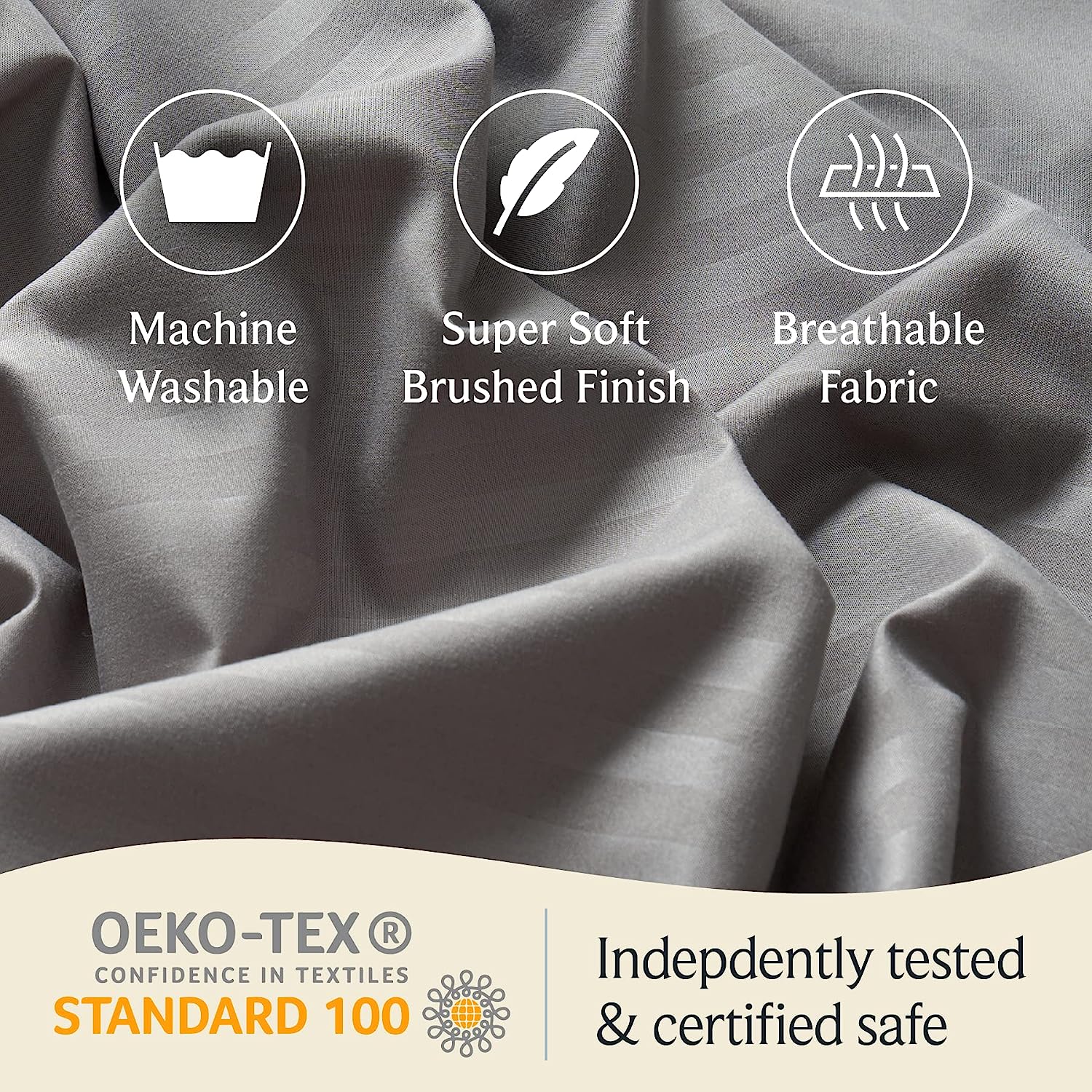 LuxClub Queen Size Striped Sheets Set, 6 PC Striped Bed Sheets, Deep Pockets 18" Eco Friendly Wrinkle Free Cooling Sheets Machine Washable Hotel Bedding Silky Soft (Queen, Striped Light Grey)