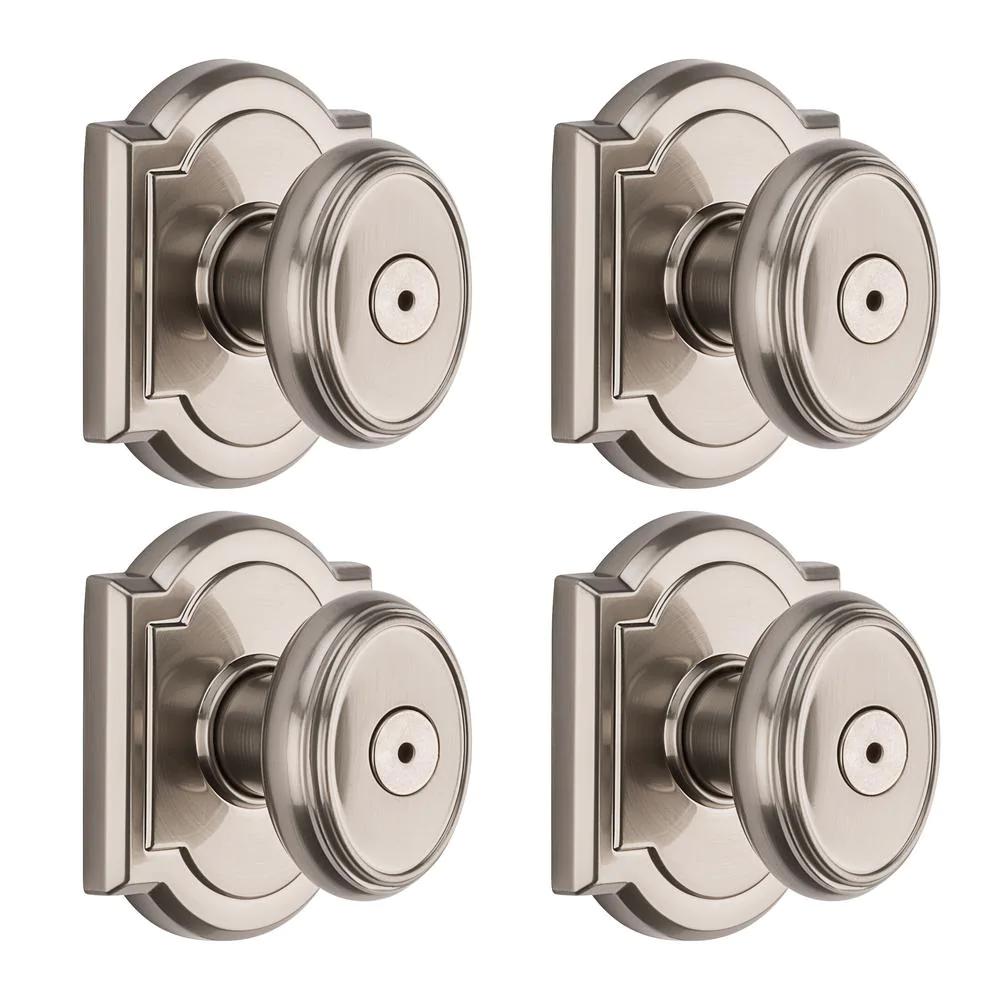 PrestiCarnaby Satin Nickel Bed/Bath Door Knob (4-Pack)