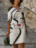 Casual Loose Printed V-neck Dress