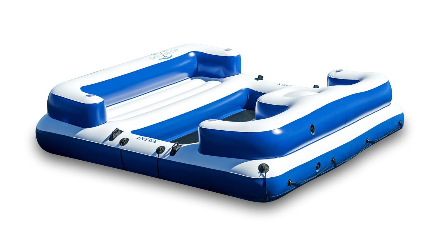 Oasis Island 5-Person Inflatable Floating LounRaft &amp; 48" Oars (2 Sets)