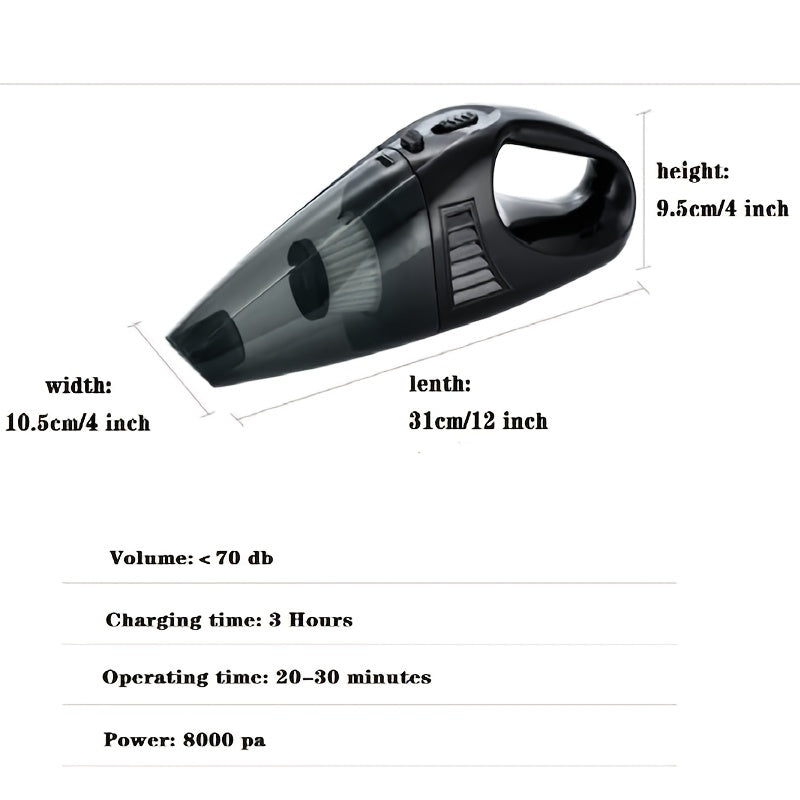 Car Vacuum Cleaner, 8000pa Cordless Rechargeable Car Mini Vacuum Cleaner, Handheld Dry &amp; Wet Car Dust Remover For Car Home Office Desktop