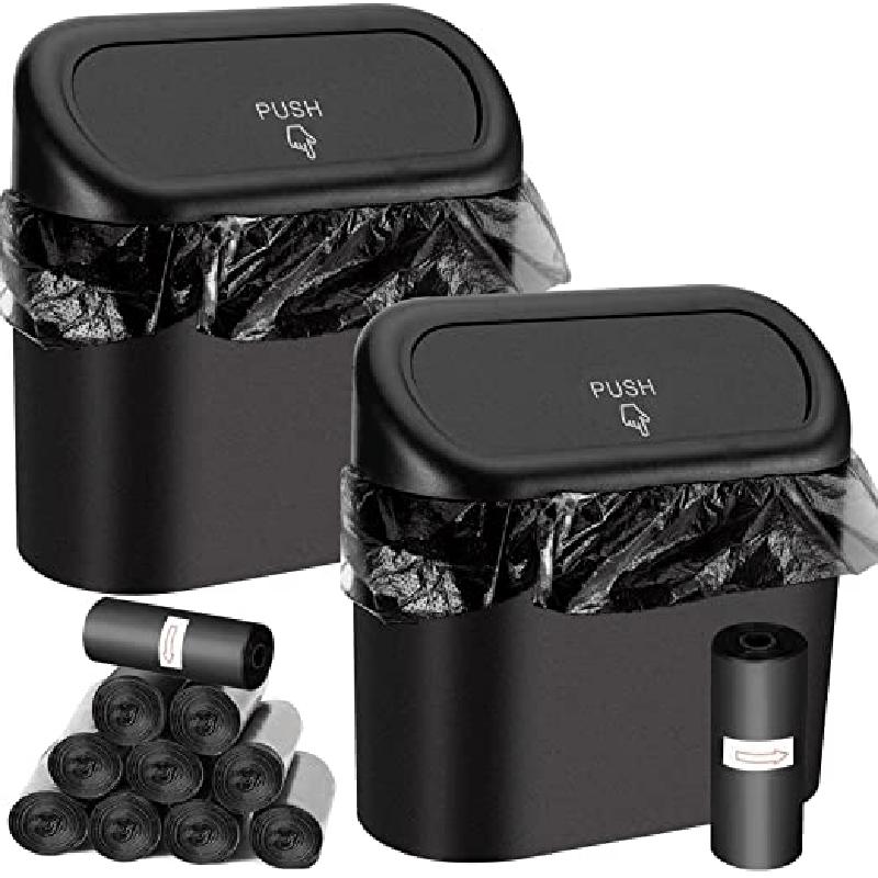 Leak-Proof Mini Car Trash Can with Lid &amp; 2 Packs of 70 GarbaBags - The Perfect Car Accessory!
