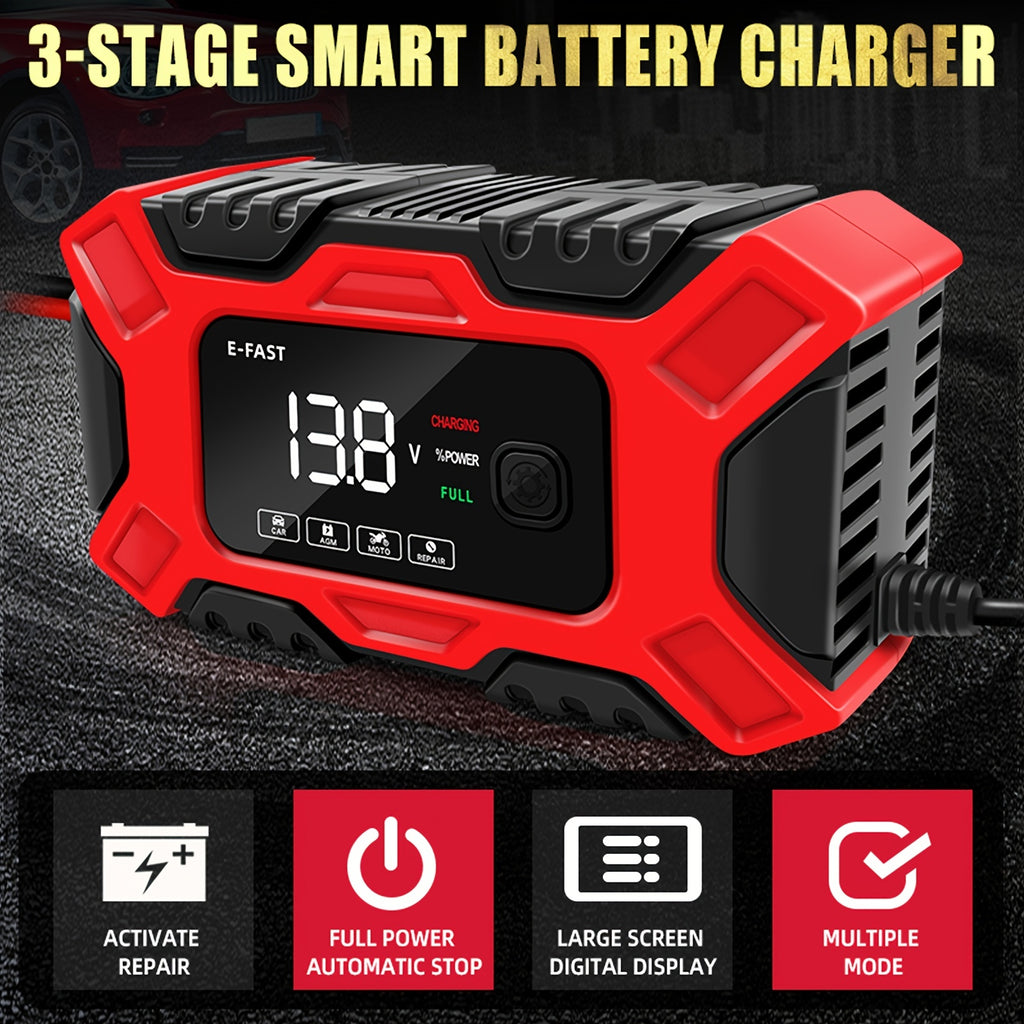 6A 12V Digital Car Battery Charger Full Automatic Car Battery Charger Power Puls Repair Chargers Lead Acid AGM Battery Charger