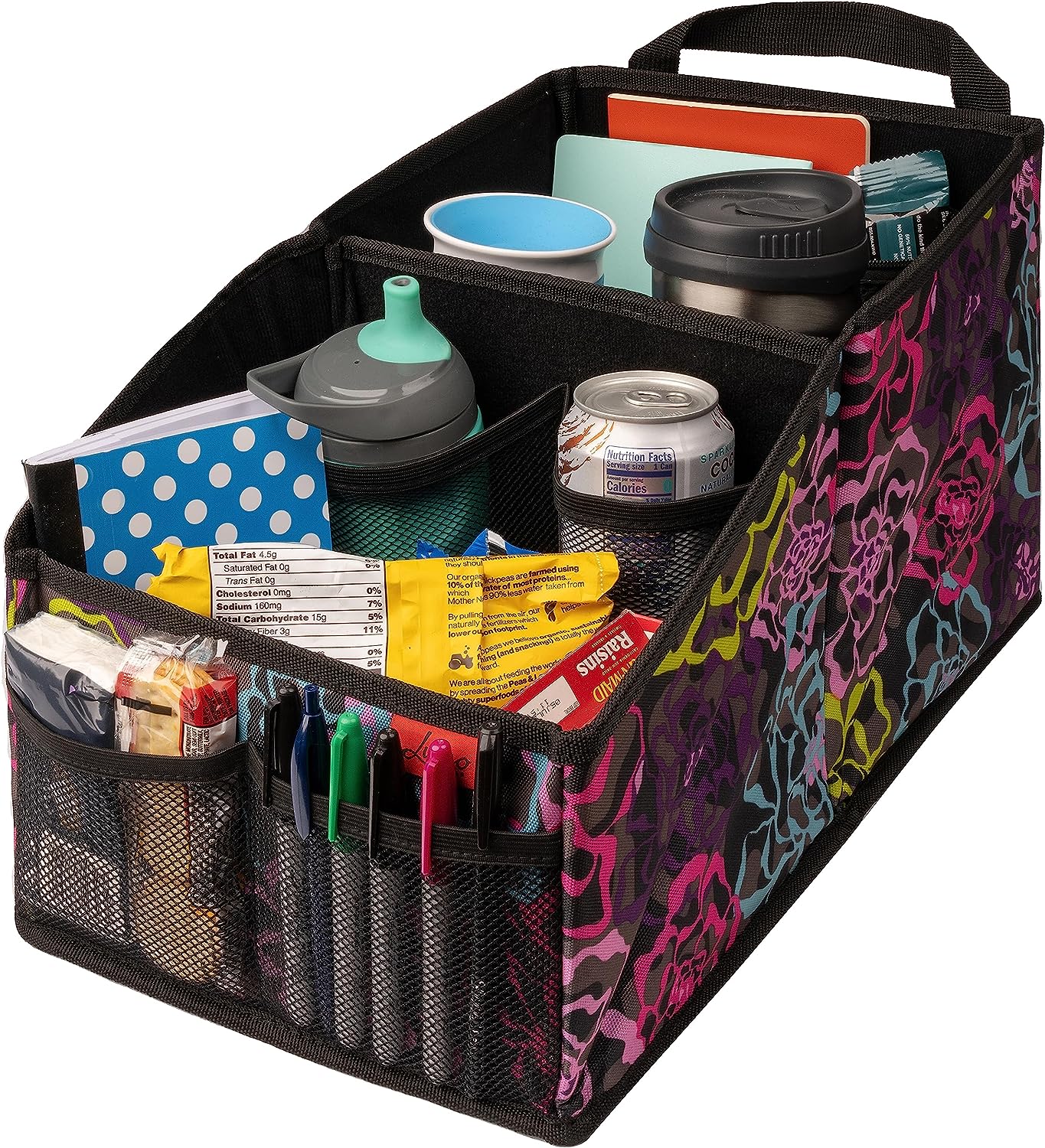 Lusso Gear Car Seat Organizer for Front or Backseat - Great for Adults &amp; Kids, Features 9 Storage Compartments for Toys, Magazines, Tissues, Maps, Books, Documents, Games &amp; More (Floral)