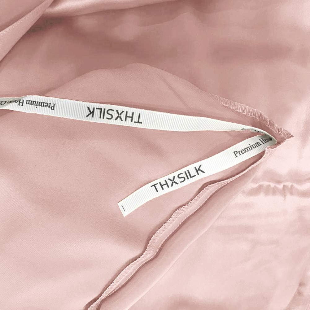 THXSILK Mulberry Silk Duvet Cover, 7A+ Top Grade Silk Comforter Cover, High End Collection Down Comforter Quilt Cover with Zipper Closure - Seamless, Ultra Soft, Durable, (Queen, Charming Pink)