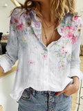 Womens Casual Long Sleeve Floral Printed Blouse