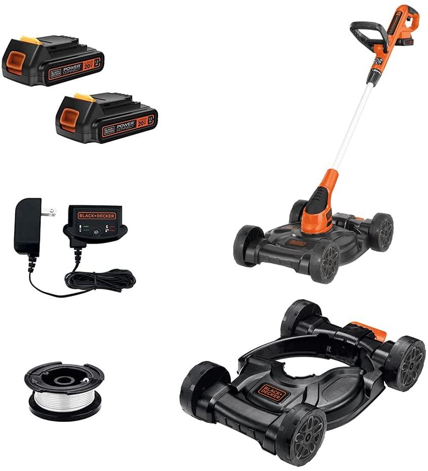 BLACK+DECKER 3-in-1 Lawn Mower, String Trimmer and Edger, 12-Inch, Cordless (MTC220)