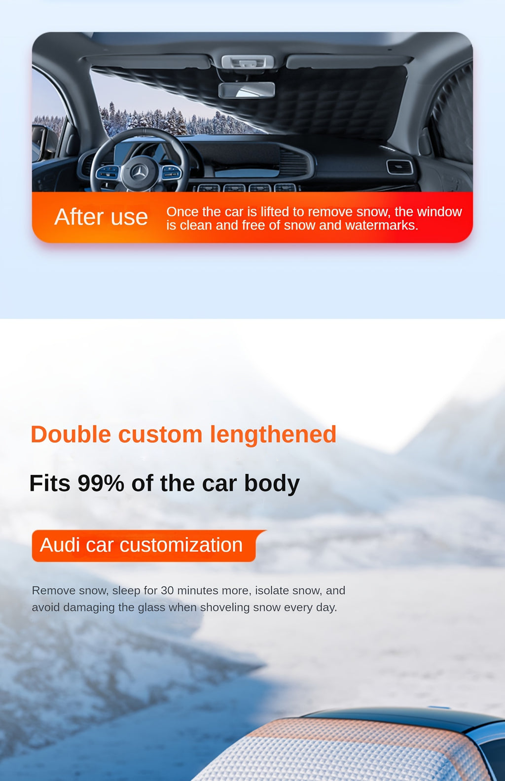 Car Snow Shield Front Windshield Snow Cover Frost Frost Windshield Windows Four Seasons Universal Thickened Cover Cloth