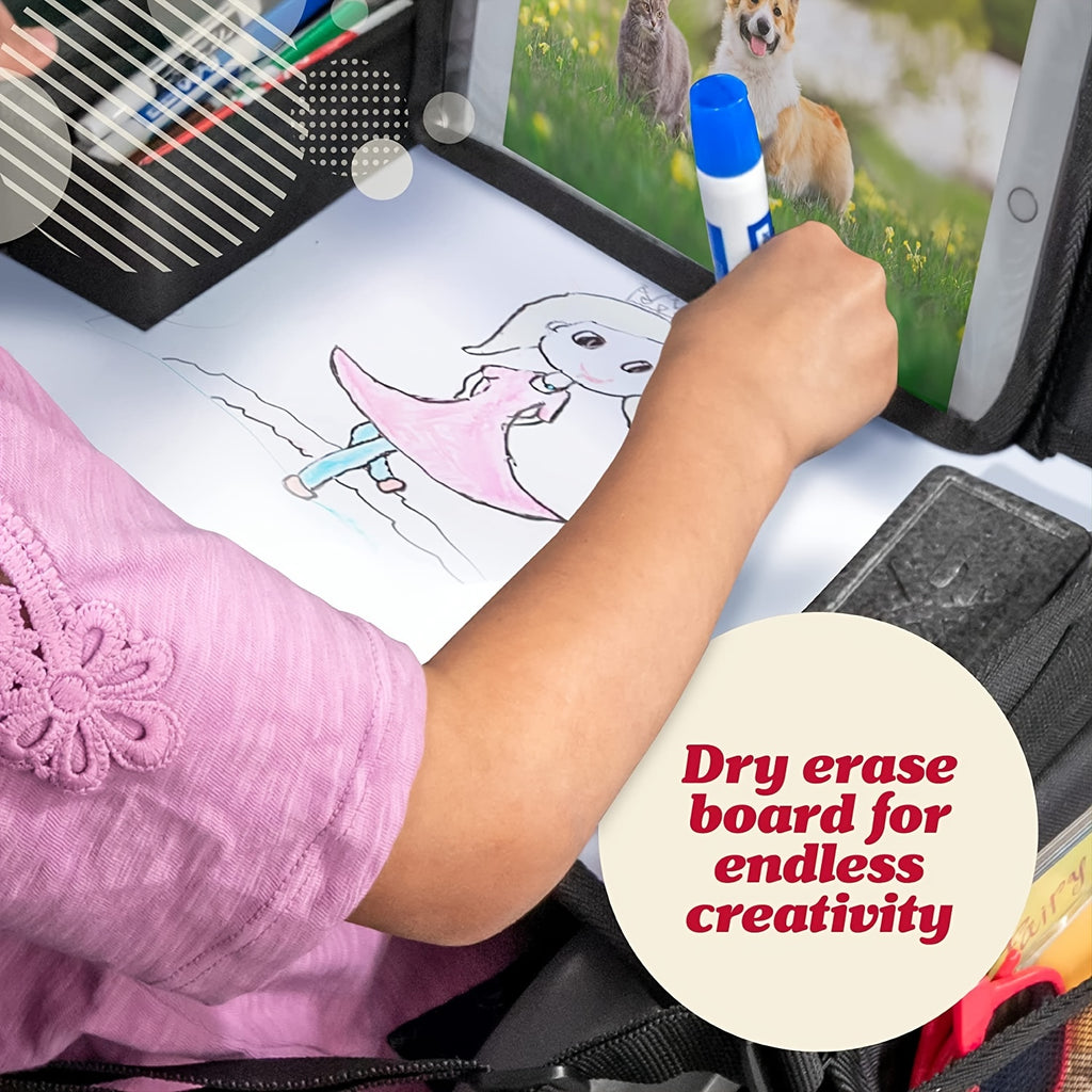 Road Trip Essentials Travel Tray,  For Car Seats LarActivity Lap Tray Table Pocket Organizer Loved By Toddlers