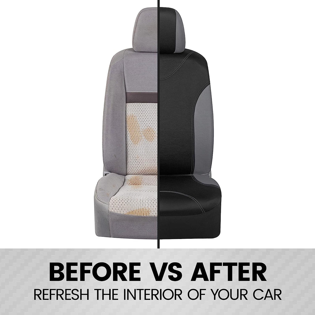BDK UltraSleek Gray Seat Covers for Cars Full Set, Two-Tone Front Seat Covers with Matching Back Seat Cover, Stylish Car Seat Protectors with Split Bench , Automotive Interior Covers