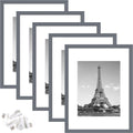 upsimples 12x16 Picture Frame Set of 5, Display Pictures 8.5x11 with Mat or 12x16 Without Mat, Wall Gallery Photo Frames, Dark Gray
