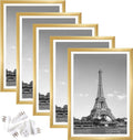 upsimples 13x19 Picture Frame Set of 5,Display Pictures 11x17 with Mat or 13x19 Without Mat, Wall Gallery Photo Frames,Gold
