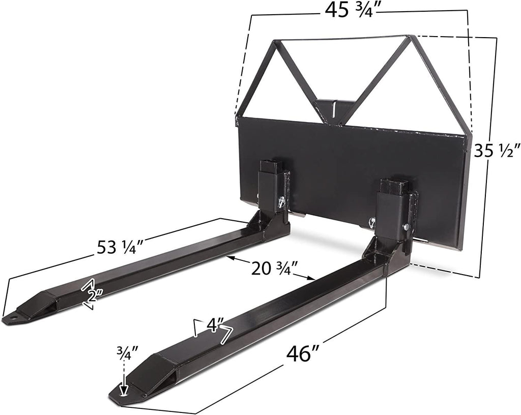 Pallet Forks Attachment for Tractors and Loaders, Skid Steer,  Tach, 46"