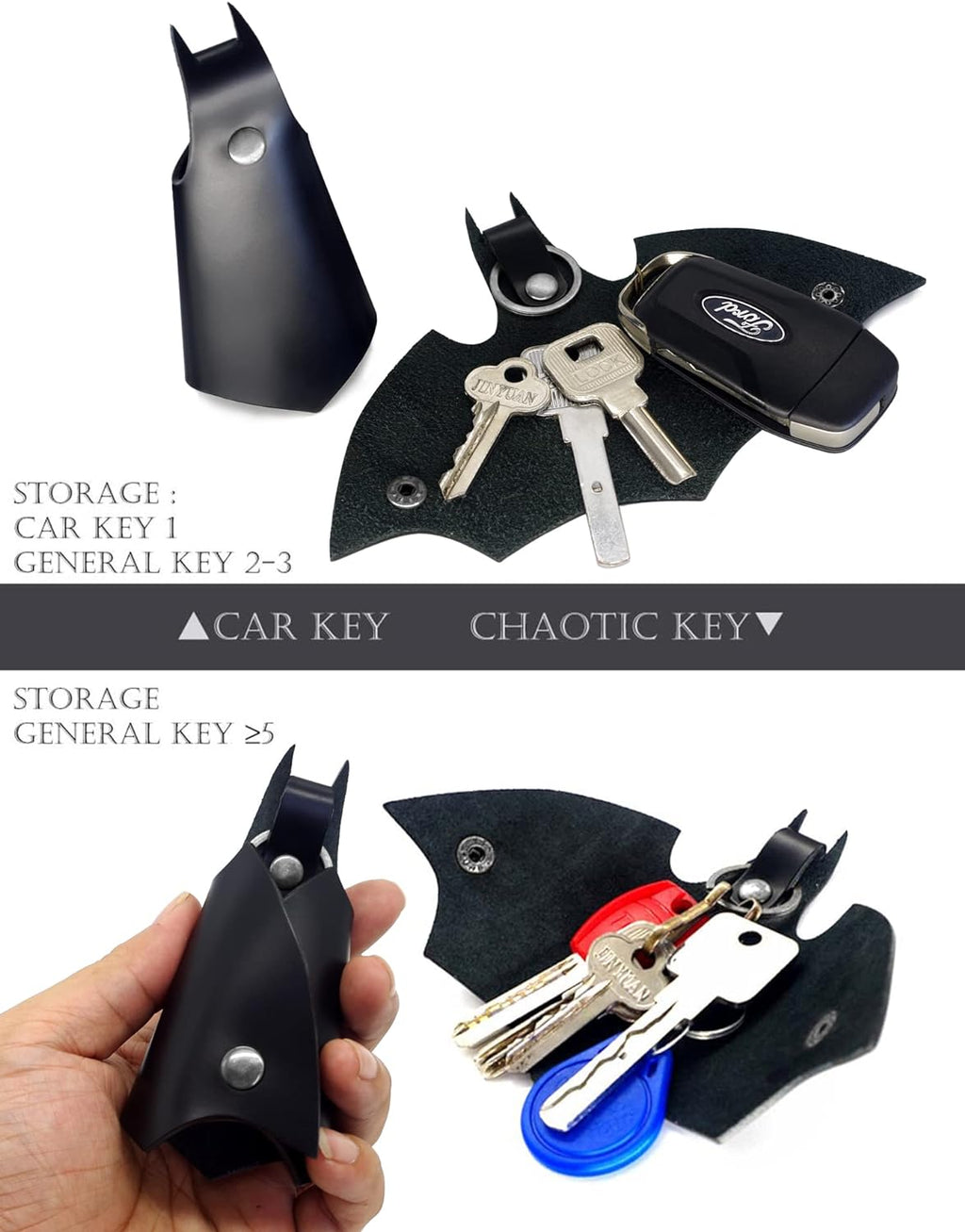 CAILLU KeyChain Leather Bat for men gifts and women Car key fob case,pop keys ring cover holder for stocking stuffers for men
