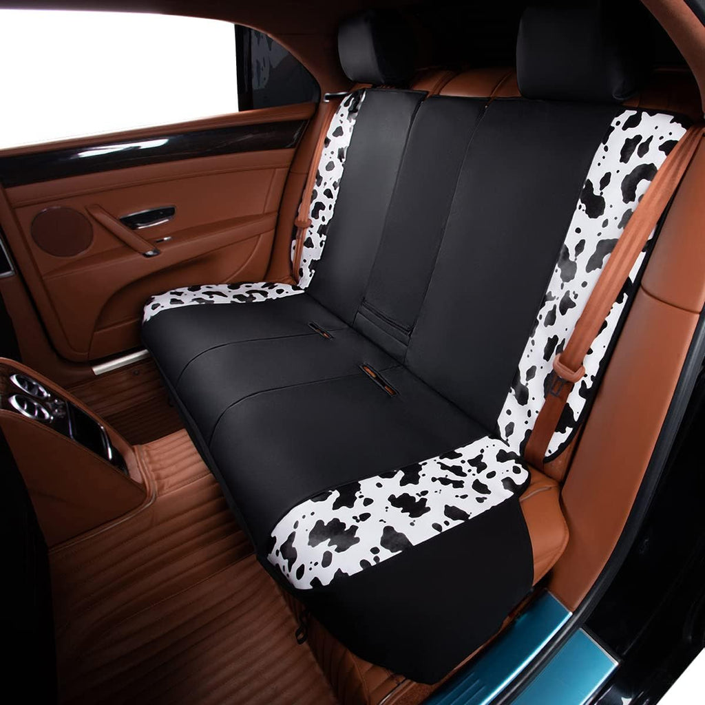 Flying Banner car seat Covers Protects Water Proof Faux Leather Carbon Fiber Front and Rear Bench (Cow Black, Full Set - 8PCS)