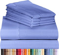 LuxClub 7 PC Split King Sheet Set Bamboo Sheets Deep Pockets 18" Eco Friendly Wrinkle Free Cooling Sheets Machine Washable Hotel Bedding Silky Soft - Violet Blue Split King