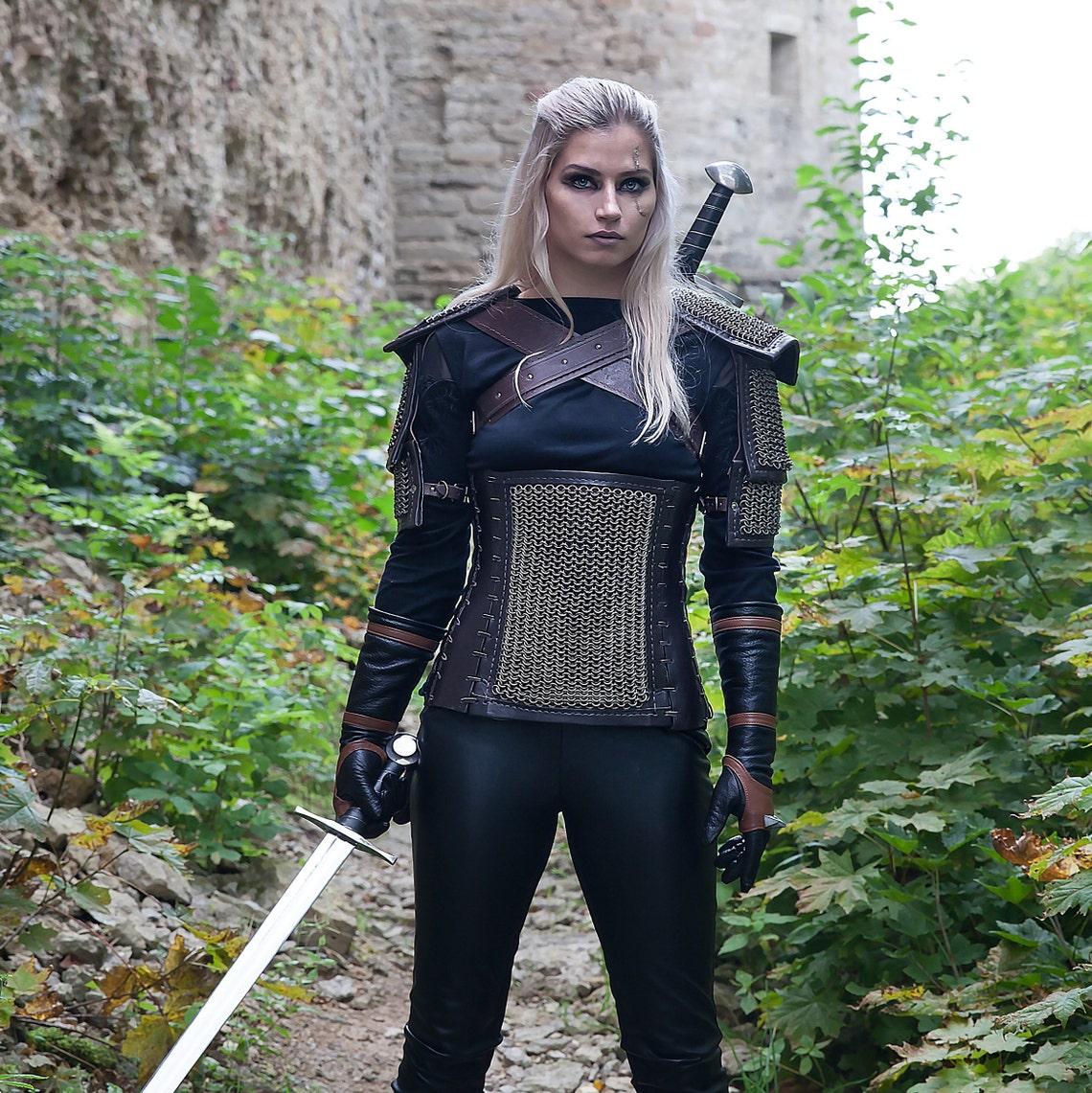 Women Witcher Armor Costume-KaerMohen Gear; Geralt of Rivia; costume from Witcher 3.Wild Hunt; Witcher Cosplay Fantasy Warrior included Only Pants )
