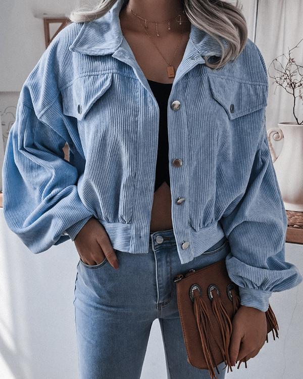 lantern long sleeve corduroy casual short jacket