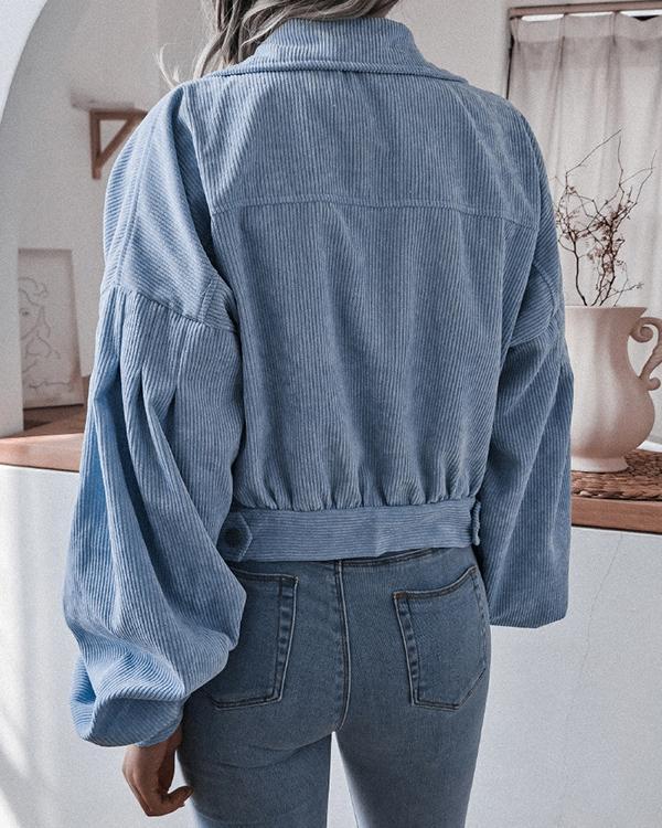 lantern long sleeve corduroy casual short jacket