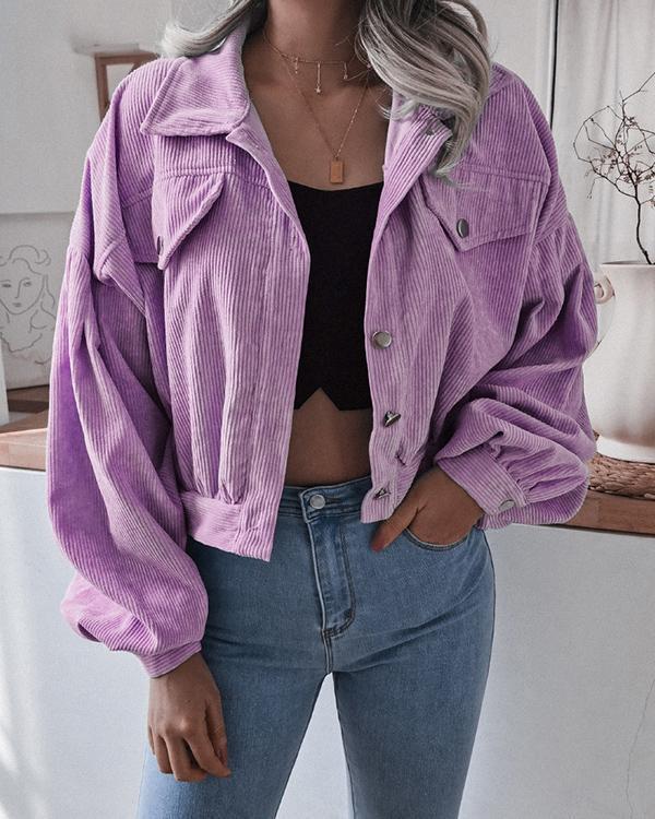lantern long sleeve corduroy casual short jacket