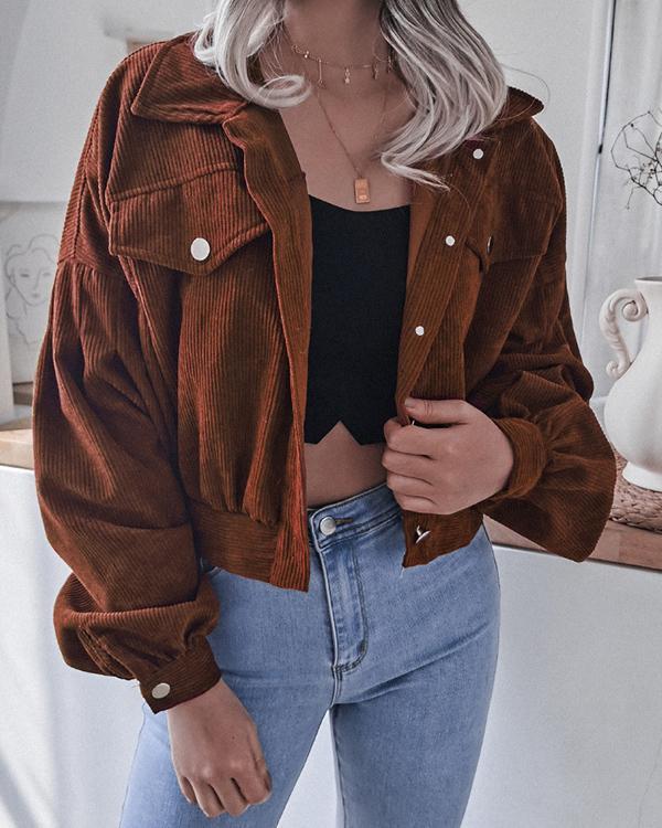 lantern long sleeve corduroy casual short jacket