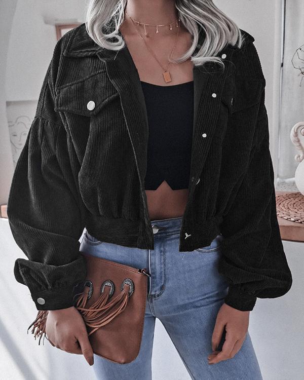 lantern long sleeve corduroy casual short jacket