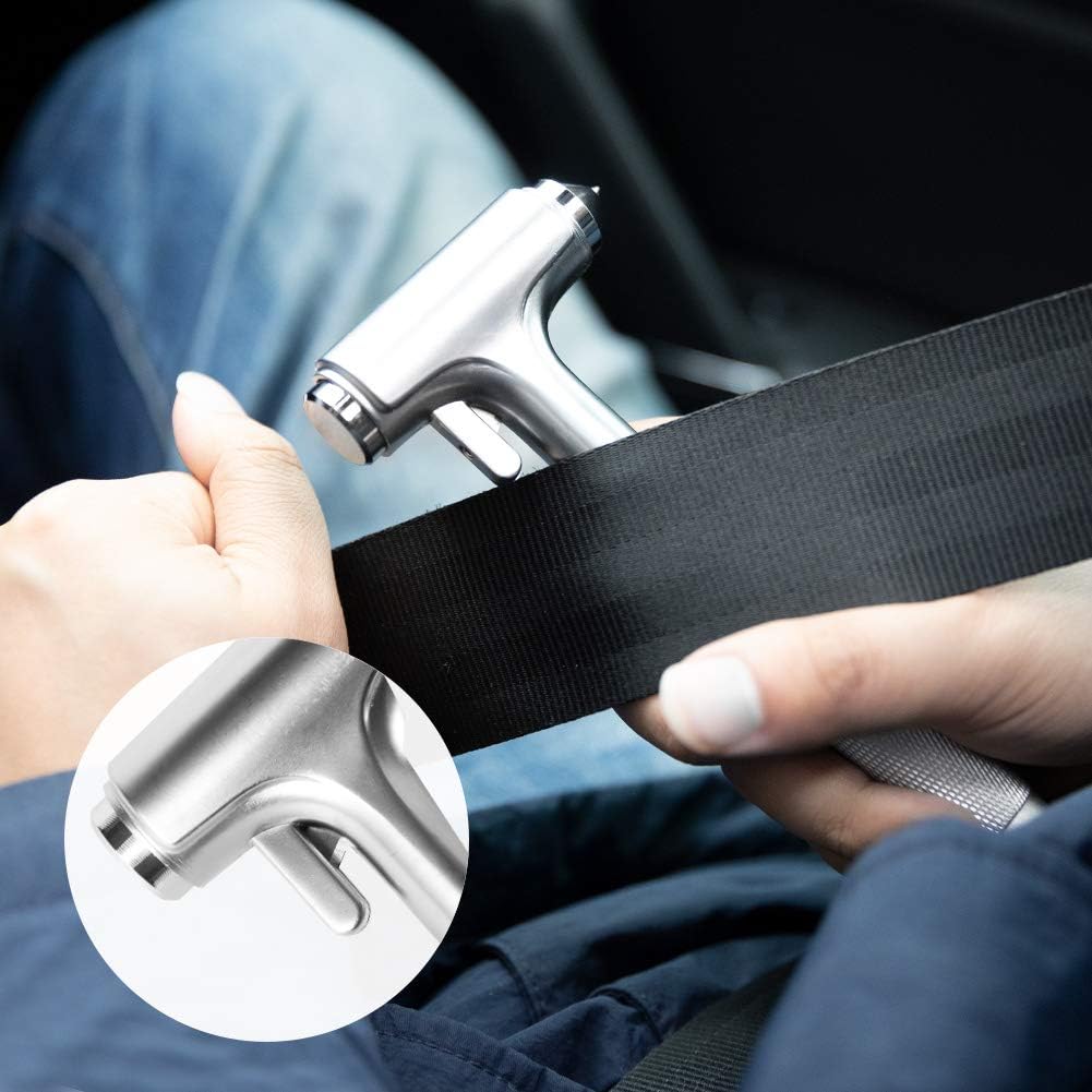 MOTORBUDDY Car Safety Hammer, Fireproof Metal Emergency Escape Hammer with Hard Alloy Head Window Breaker and Seat Belt Cutter, Aluminium Alloy Emergency Escape Tool for Car Accidents