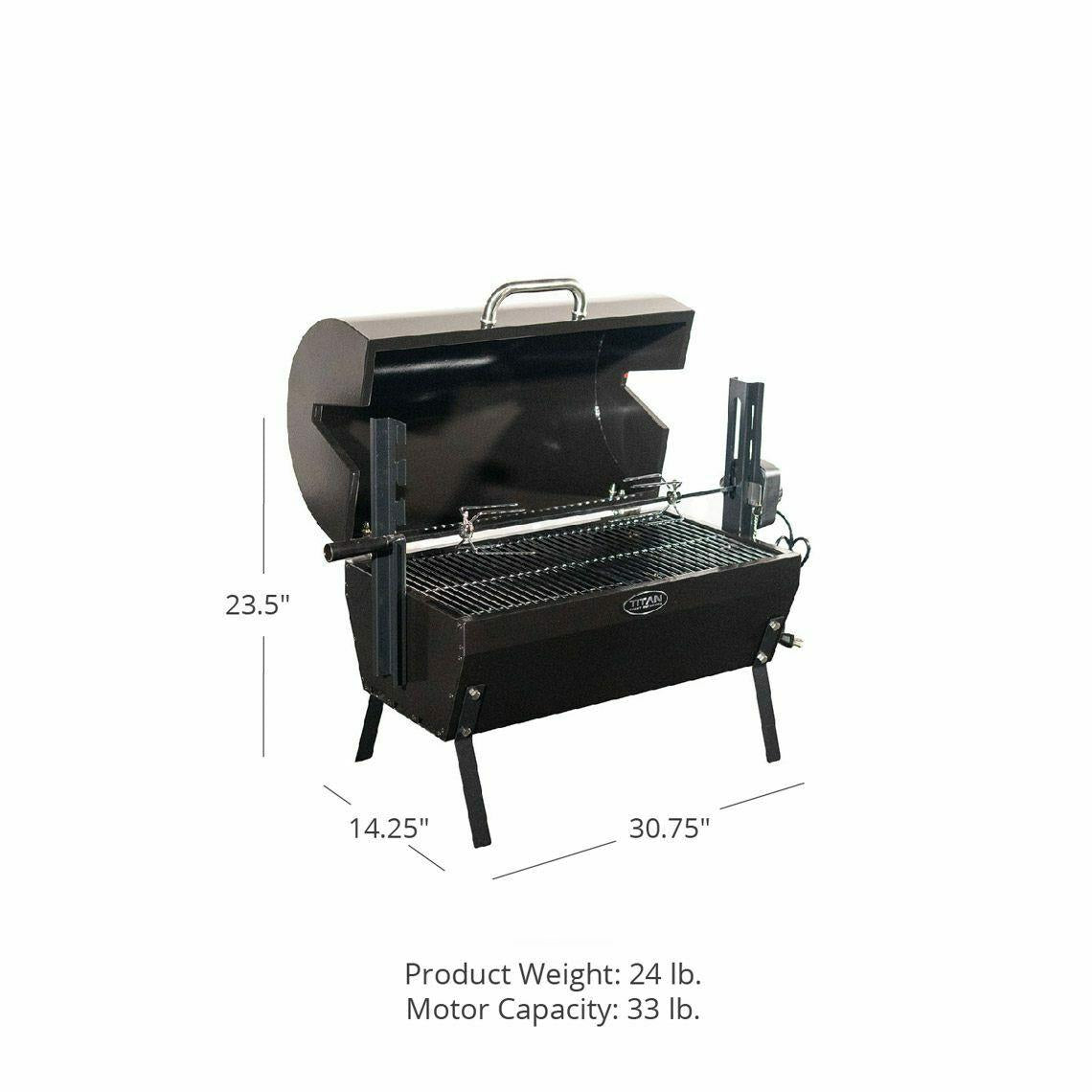 4W Rotisserie Chicken Roaster Grill, Rated 33 LB, 28" Spit