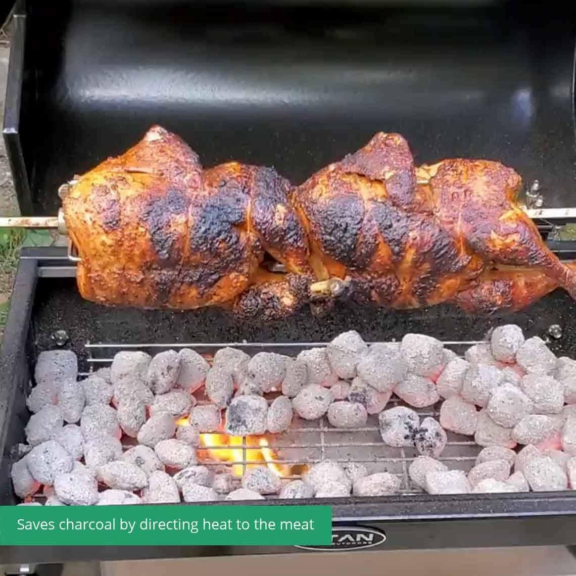 4W Rotisserie Chicken Roaster Grill, Rated 33 LB, 28" Spit