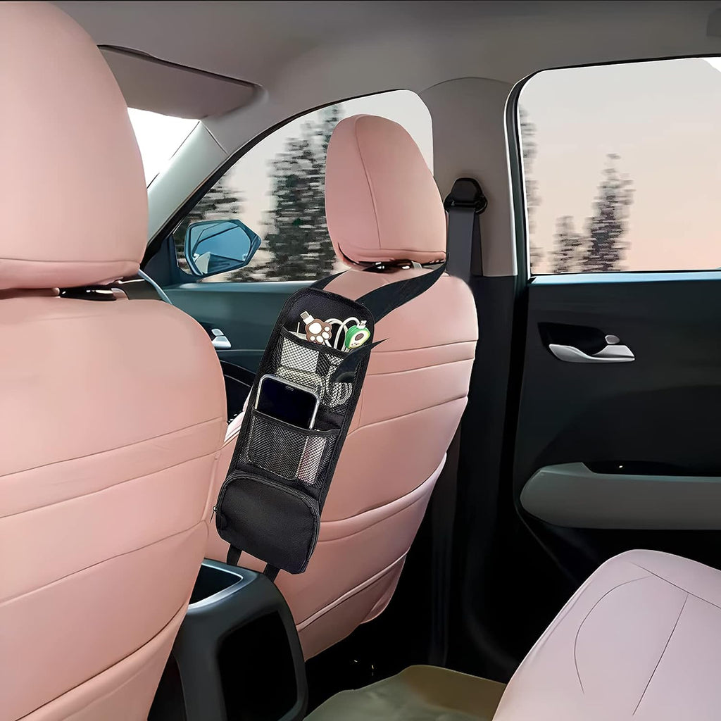 QUICTO Car Seat Storage Hanging Bag, Multi-Pocket Seat Side Organizer, Car Multifunctional Storage Mesh Net Pocket, Can Hold Mobile Phone, Wallet, Glasses, Suitable for Cars, SUVs, Trucks