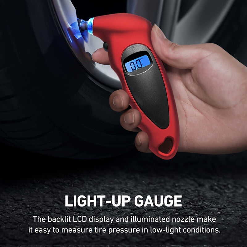 Digital Tire Pressure Gauge, 150PSI 4 Settings Tire Pressure Reader With Backlit LCD Display Low Tire Pressure Diagnostic Tools For Car Truck Bicycle