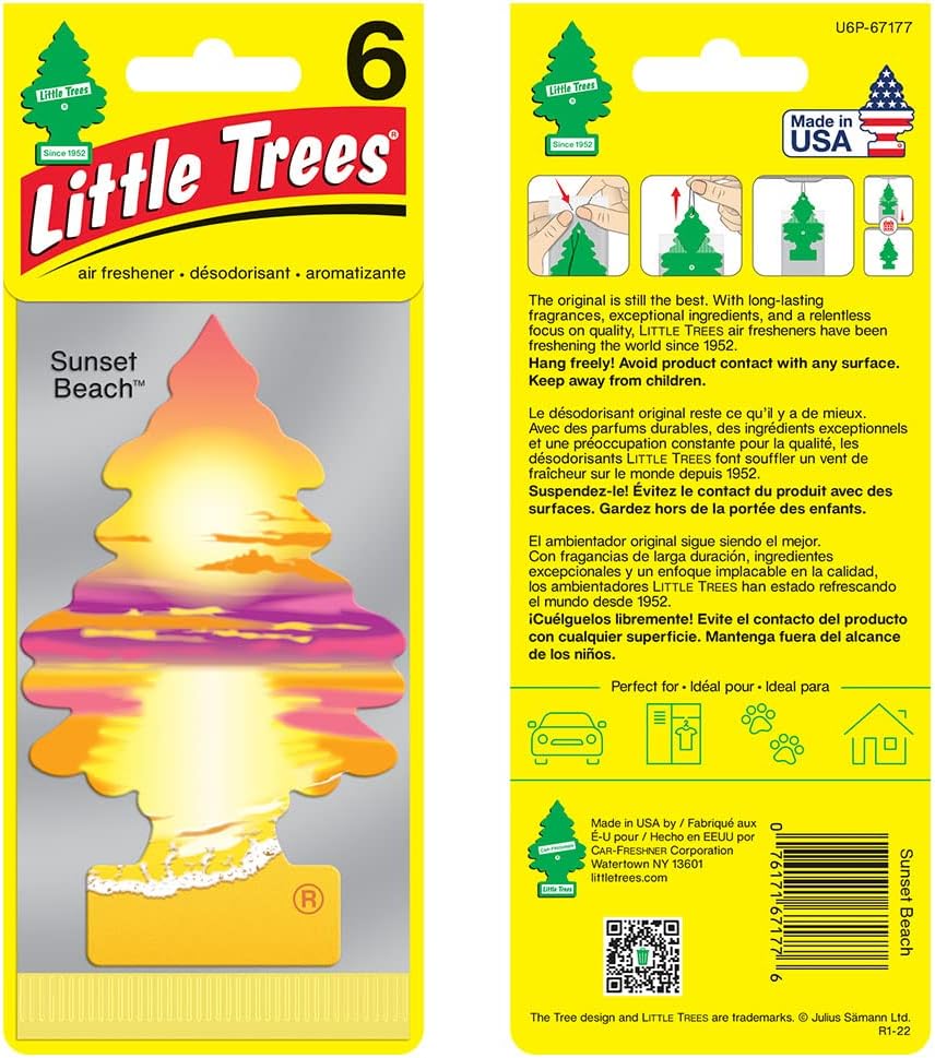 LITTLE TREES Air Fresheners Car Air Freshener. Hanging Tree Provides Long Lasting Scent for Auto or Home. Sunset Beach, 24 Air Fresheners