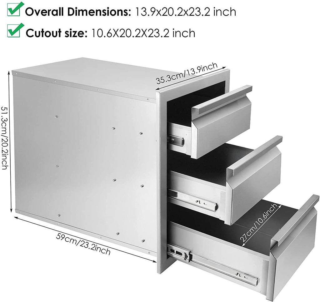 Seeutek Outdoor Kitchen Drawers  Steel 14 X 20 X 23.2 Inch Flush Mount