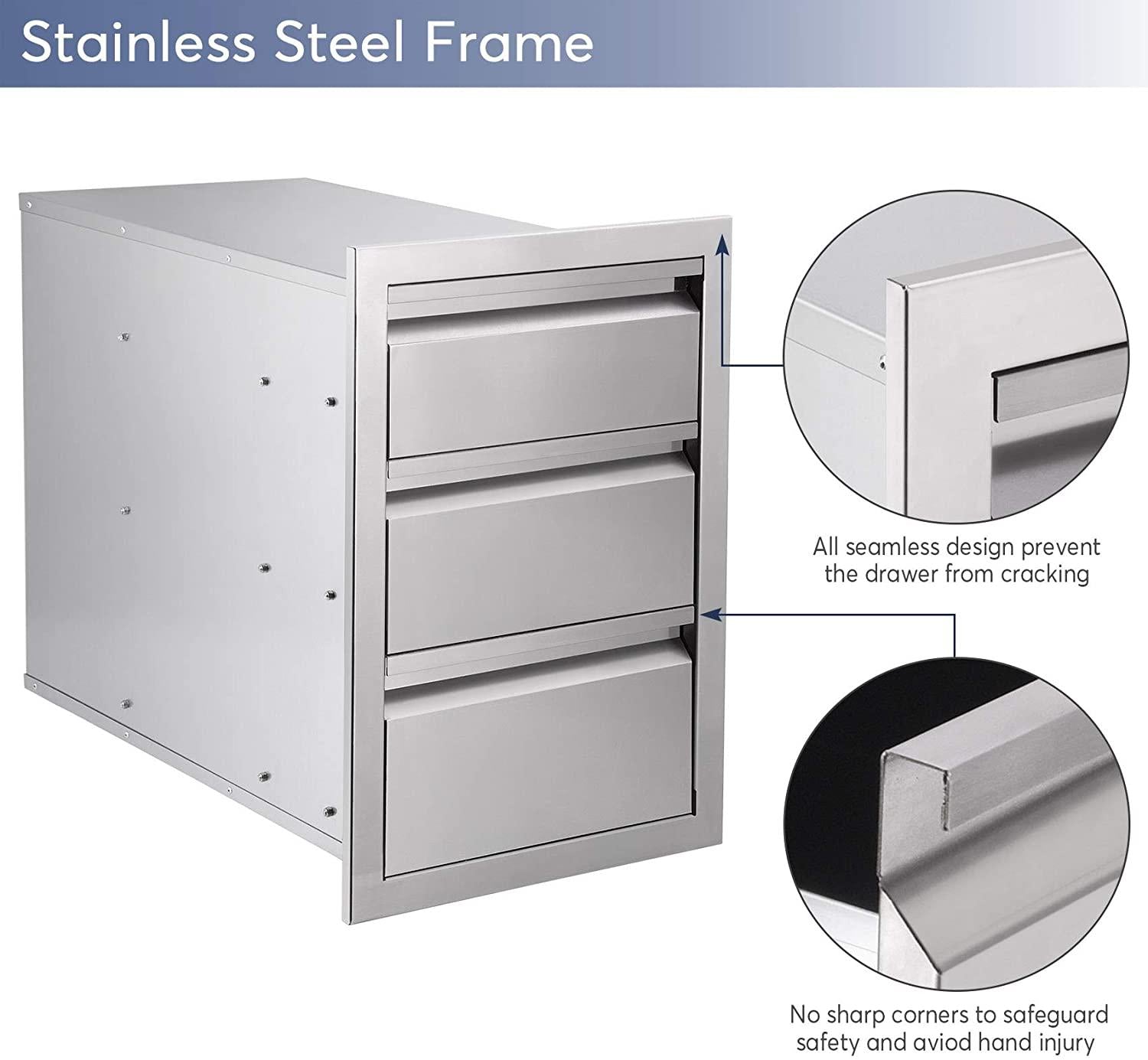 Seeutek Outdoor Kitchen Drawers  Steel 14 X 20 X 23.2 Inch Flush Mount