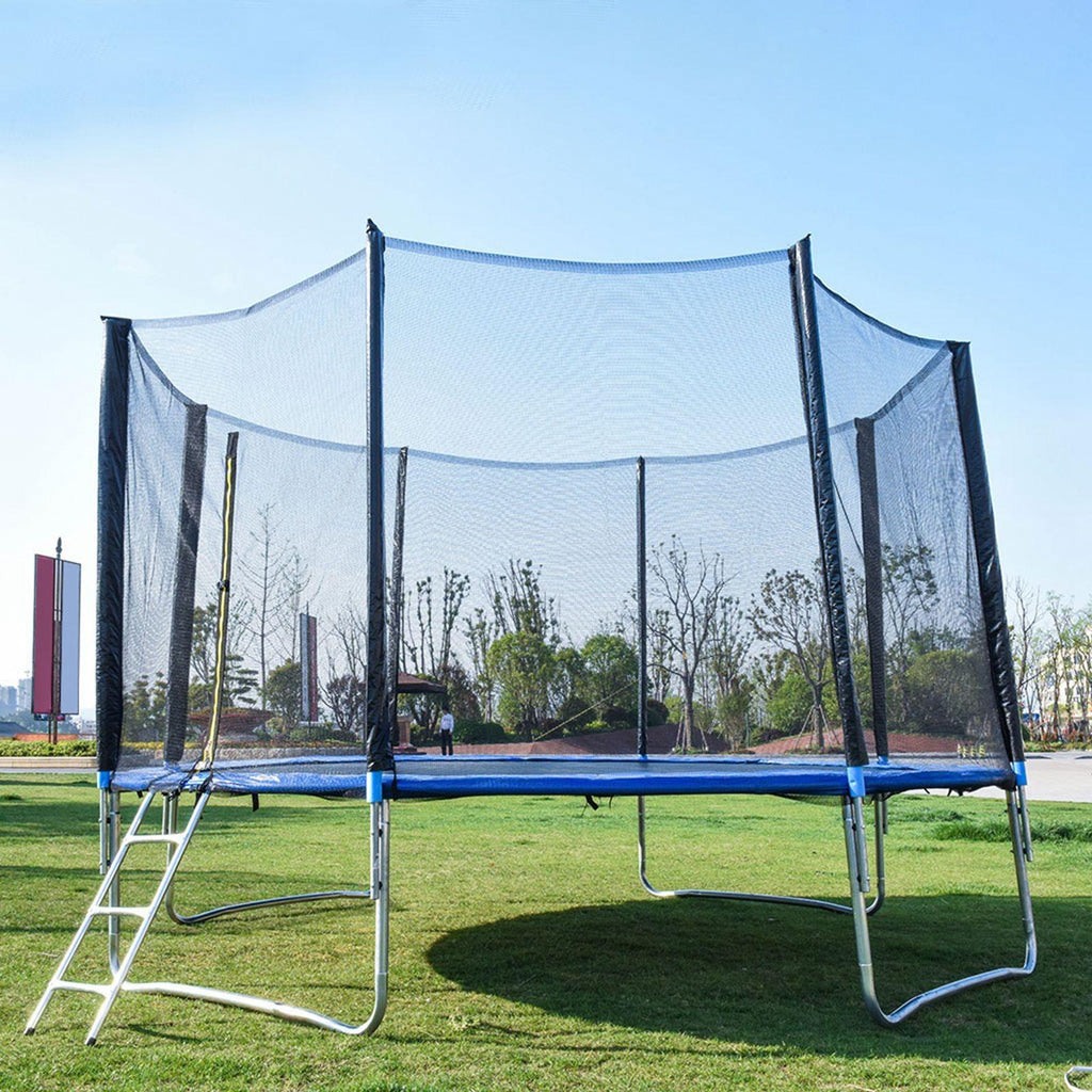 Sokhug 12ft Round Kids Trampoline  with Enclosure Net,600LB Weight Limit,Backyard Trampolines with Non-Slip Ladder,Blue