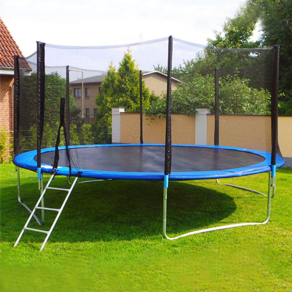Sokhug 12ft Round Kids Trampoline  with Enclosure Net,600LB Weight Limit,Backyard Trampolines with Non-Slip Ladder,Blue