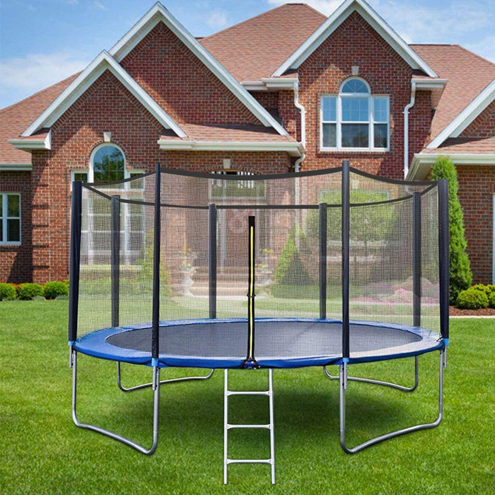 Sokhug 12ft Round Kids Trampoline  with Enclosure Net,600LB Weight Limit,Backyard Trampolines with Non-Slip Ladder,Blue