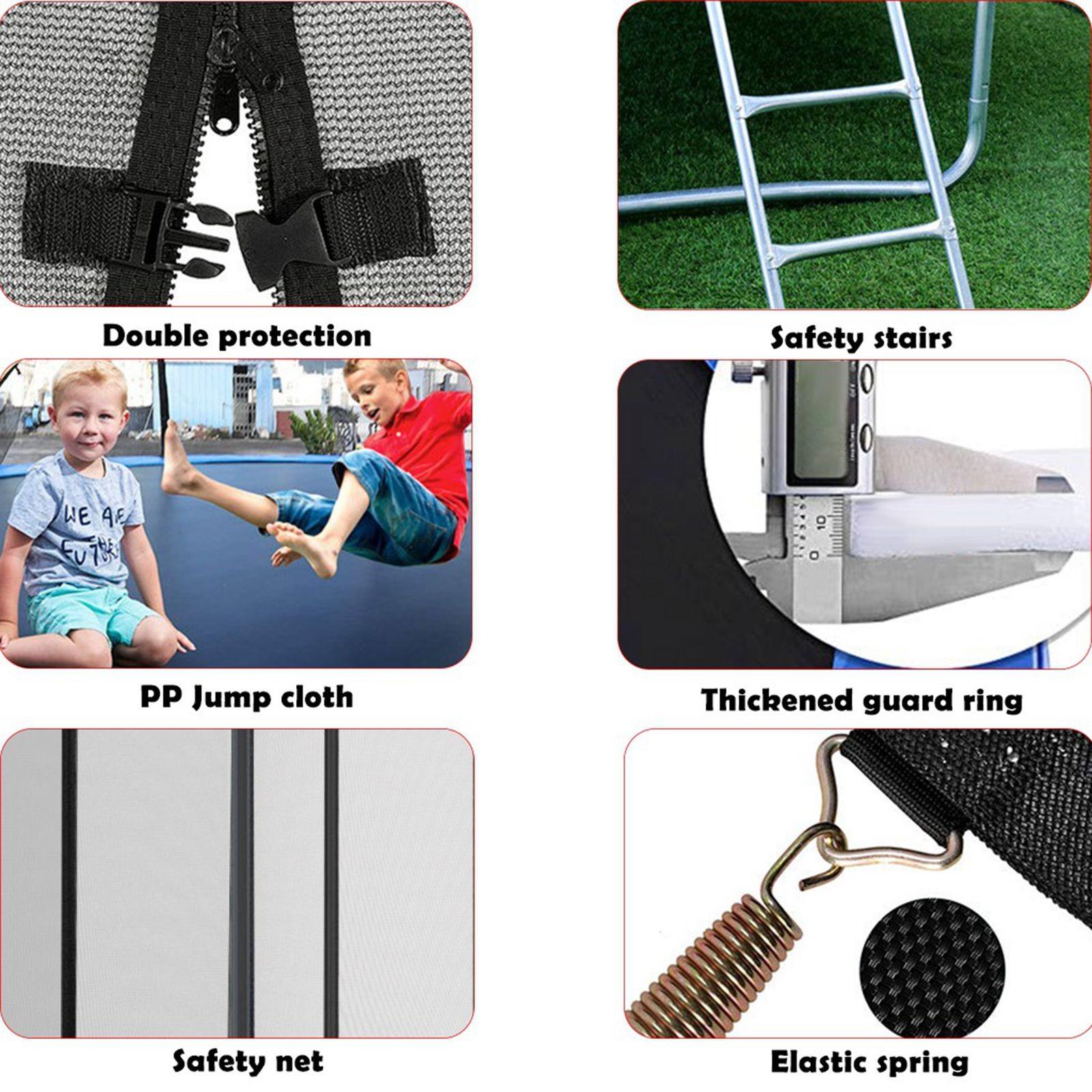 Sokhug 12ft Round Kids Trampoline  with Enclosure Net,600LB Weight Limit,Backyard Trampolines with Non-Slip Ladder,Blue