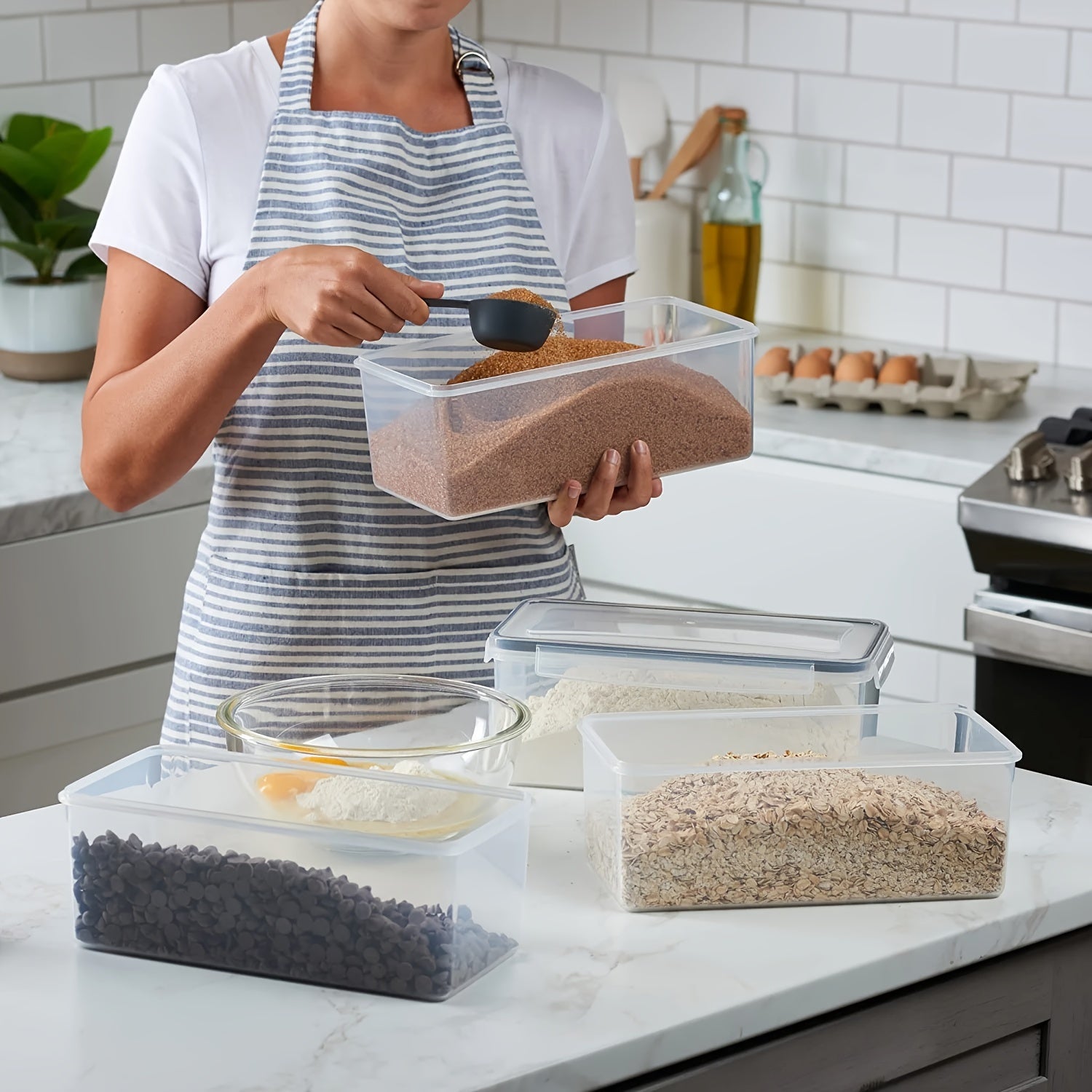 1/2/3pcs Airtight Food StoraContainers With Lids 3.2L, Plastic Spaghetti Container, PP Material BPA Kitchen Pantry Organization And Storage