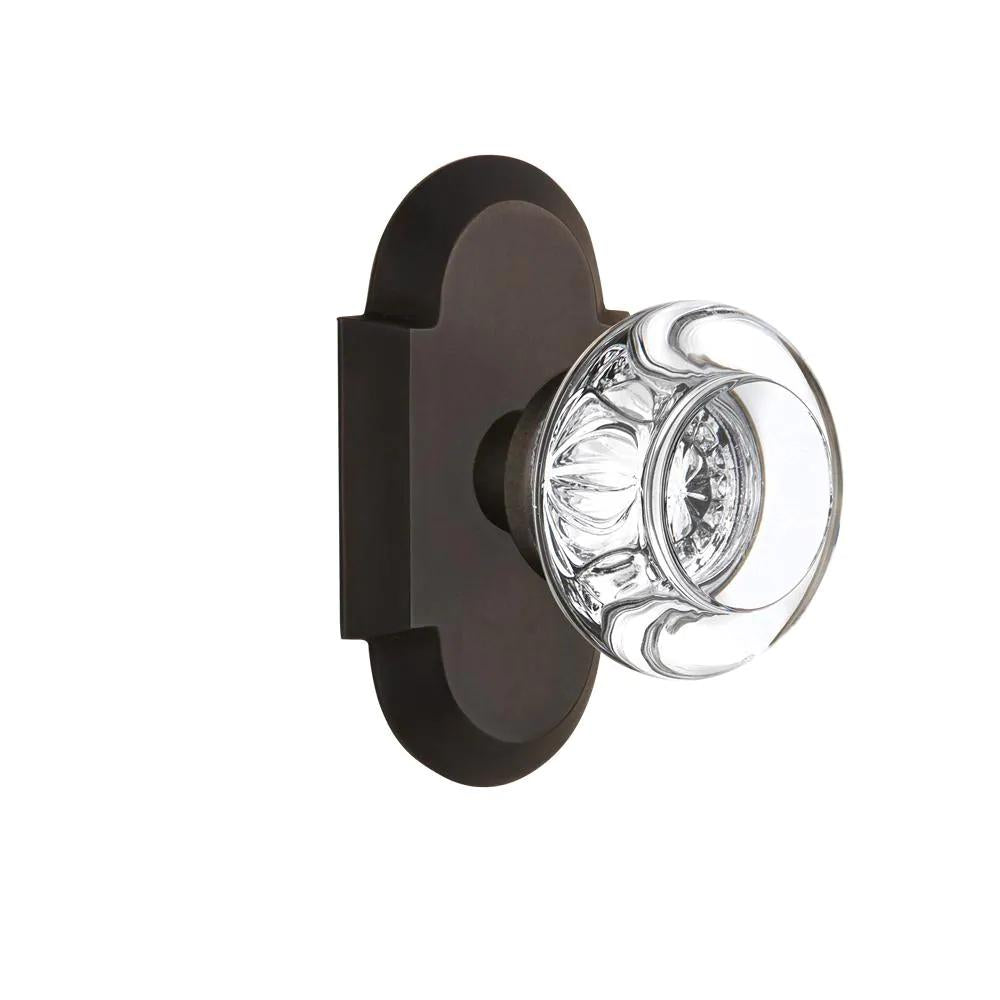 CottaPlate 2-3/4 in. Backset Oil-Rubbed Bronze Privacy Bed/Bath Round Clear Crystal Glass Door Knob