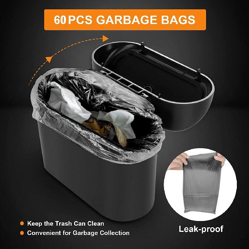 Leak-Proof Mini Car Trash Can with Lid &amp; 2 Packs of 70 GarbaBags - The Perfect Car Accessory!