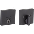 Downtown Low Profile Matte Black Square Single Cylinder Contemporary Deadbolt with SmartKey Security