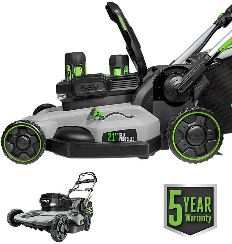 EGO Power+ LM2142SP 21-Inch 56-Volt Lithium-Ion Cordless Electric Dual-Port Walk Behind Self Propelled Lawn Mower with Two 5.0 Ah Batteries & Charger Included
