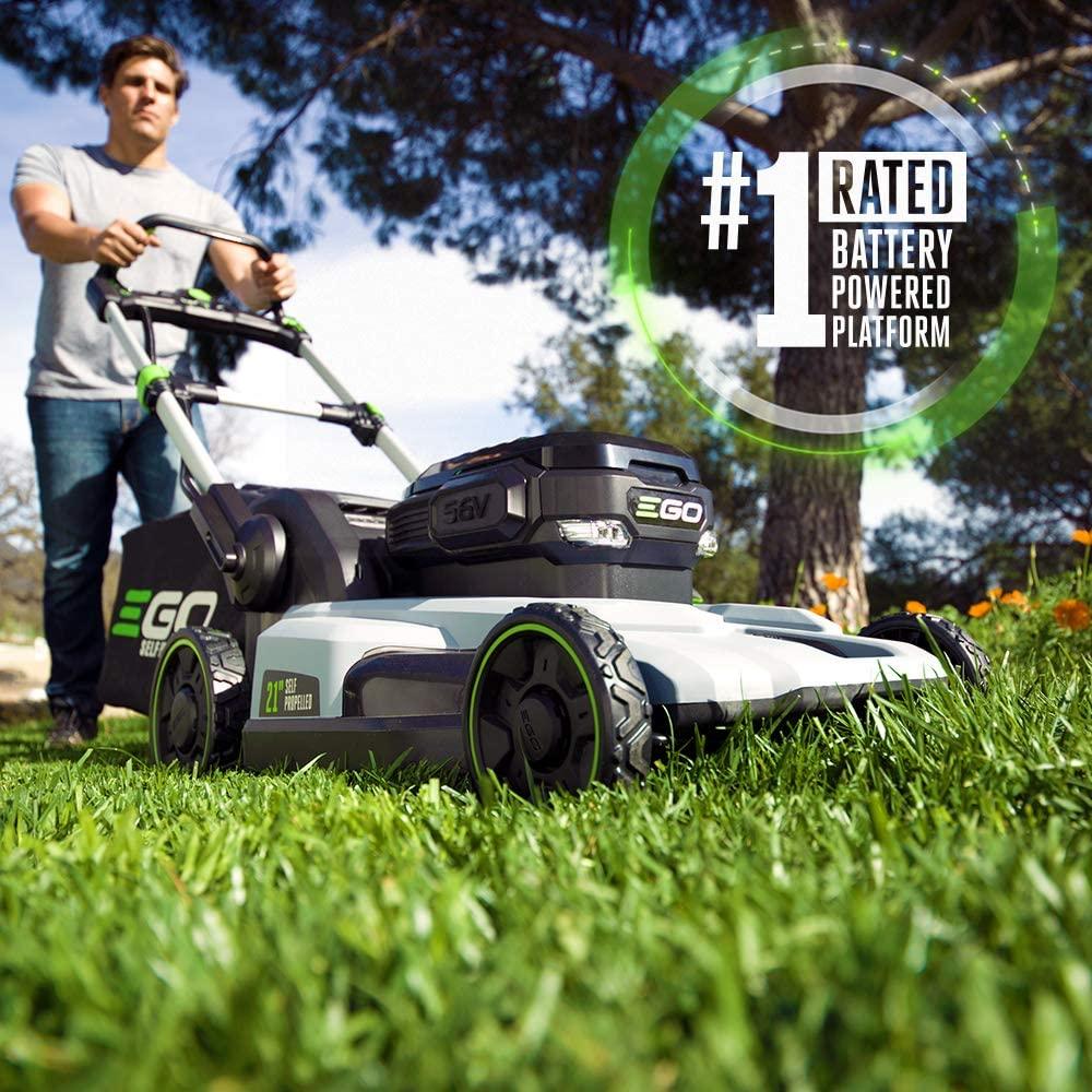 EGO Power+ LM2142SP 21-Inch 56-Volt Lithium-Ion Cordless Electric Dual-Port Walk Behind Self Propelled Lawn Mower with Two 5.0 Ah Batteries & Charger Included